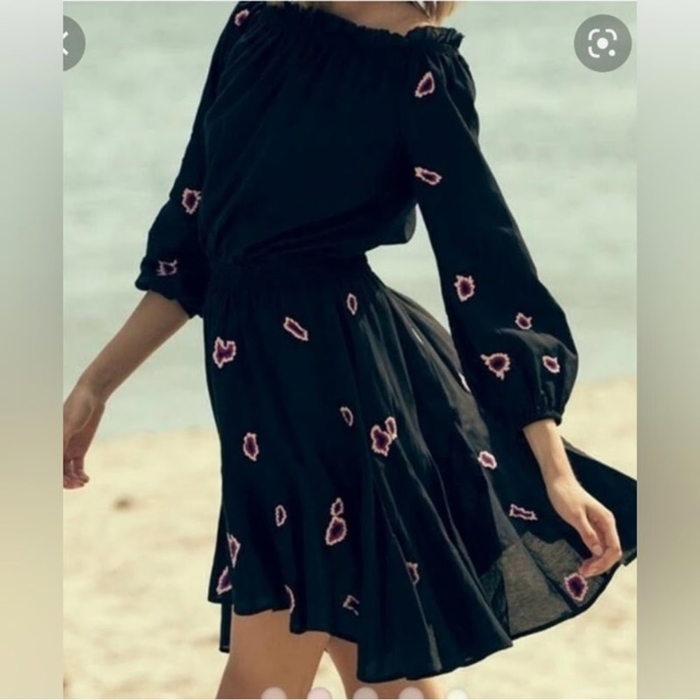 Misa Los Angeles Caro Floral Embroidered Godet Dress Size Small - Picture 2 of 11
